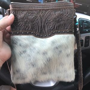 Montana West  cow hide cross body purse